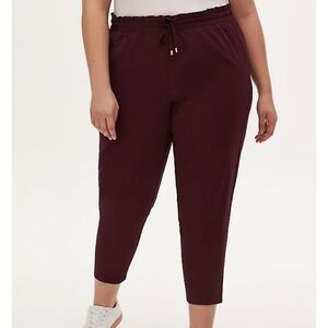 Burgundy PURPLE CREPE PAPERBAG WAIST TAPERED PANT SIZE 3